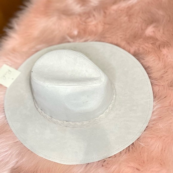 NEW IVORY GRAY FASHION BRIM HAT‎ WITH BRAIDED TIE - Picture 4 of 5